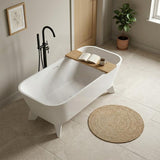 Fienza Hampton Cast Stone Solid Surface Freestanding Bathtub with Legs Rectangular With Overflow 1600x800x600mm - Matt White