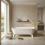 Fienza Hampton Cast Stone Solid Surface Freestanding Bathtub with Legs Rectangular With Overflow 1600x800x600mm - Matt White