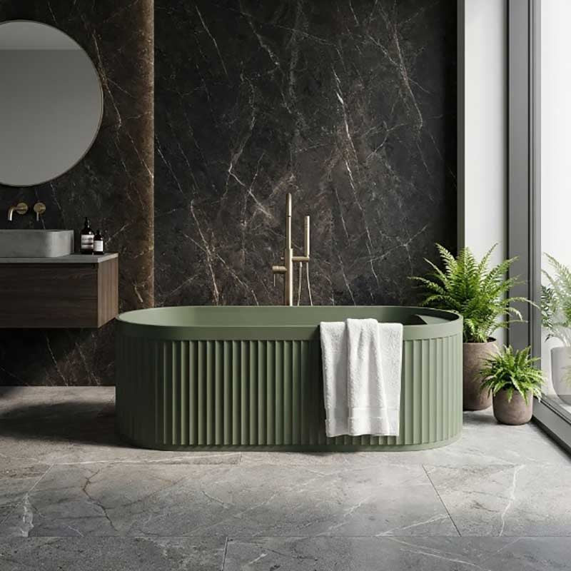 Fienza Minka Solid Surface Freestanding Bathtub Oval With Overflow 1700mm - Variant Colour