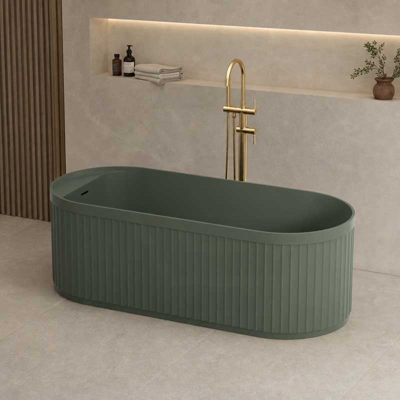 Fienza Minka Solid Surface Freestanding Bathtub Oval With Overflow 1700mm - Variant Colour