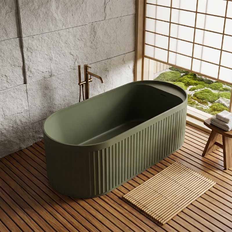 Fienza Minka Solid Surface Freestanding Bathtub Oval With Overflow 1700mm - Variant Colour