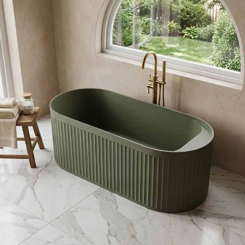 Fienza Minka Solid Surface Freestanding Bathtub Oval With Overflow 1700mm - Variant Colour