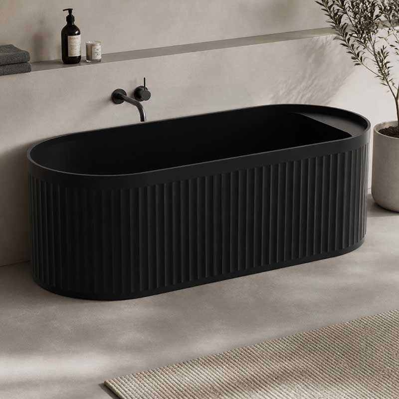 Fienza Minka Solid Surface Freestanding Bathtub Oval With Overflow 1700mm - Variant Colour