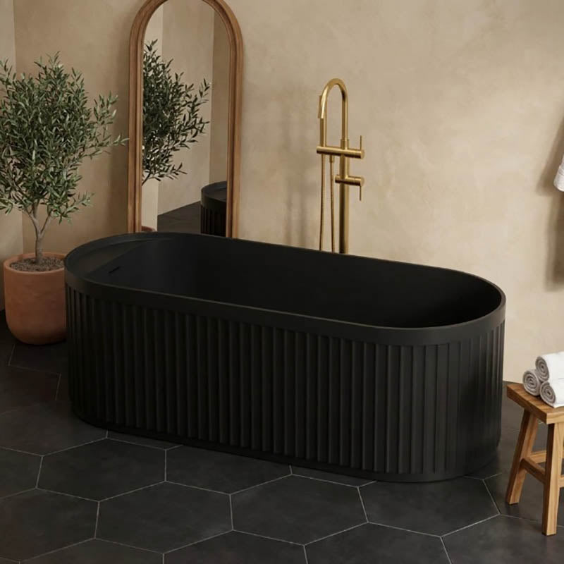 Fienza Minka Solid Surface Freestanding Bathtub Oval With Overflow 1700mm - Variant Colour