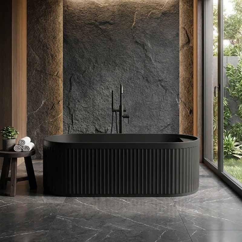 Fienza Minka Solid Surface Freestanding Bathtub Oval With Overflow 1700mm - Variant Colour