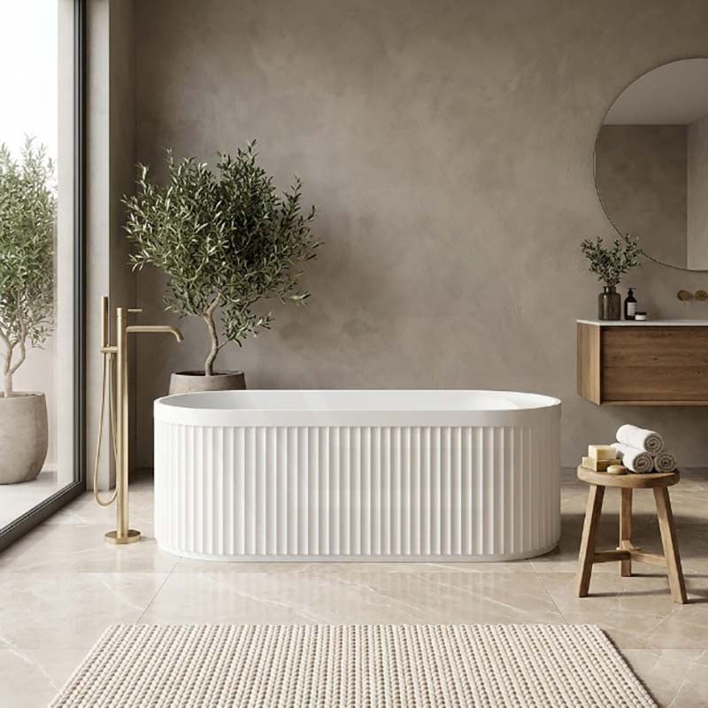 Fienza Minka Solid Surface Freestanding Bathtub Oval With Overflow 1700mm - Variant Colour