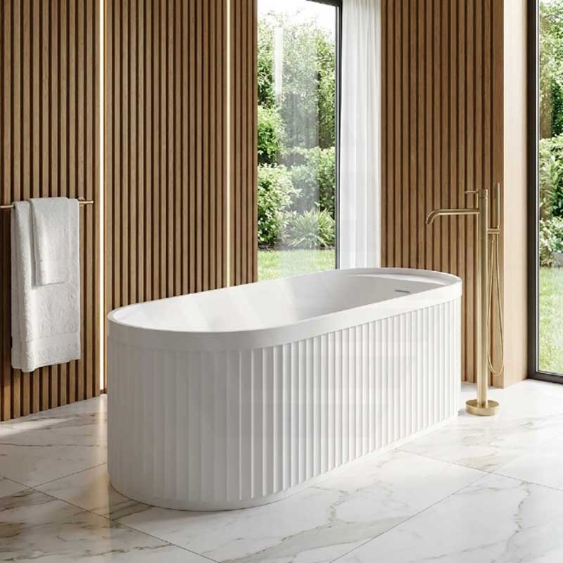 Fienza Minka Solid Surface Freestanding Bathtub Oval With Overflow 1700mm - Variant Colour