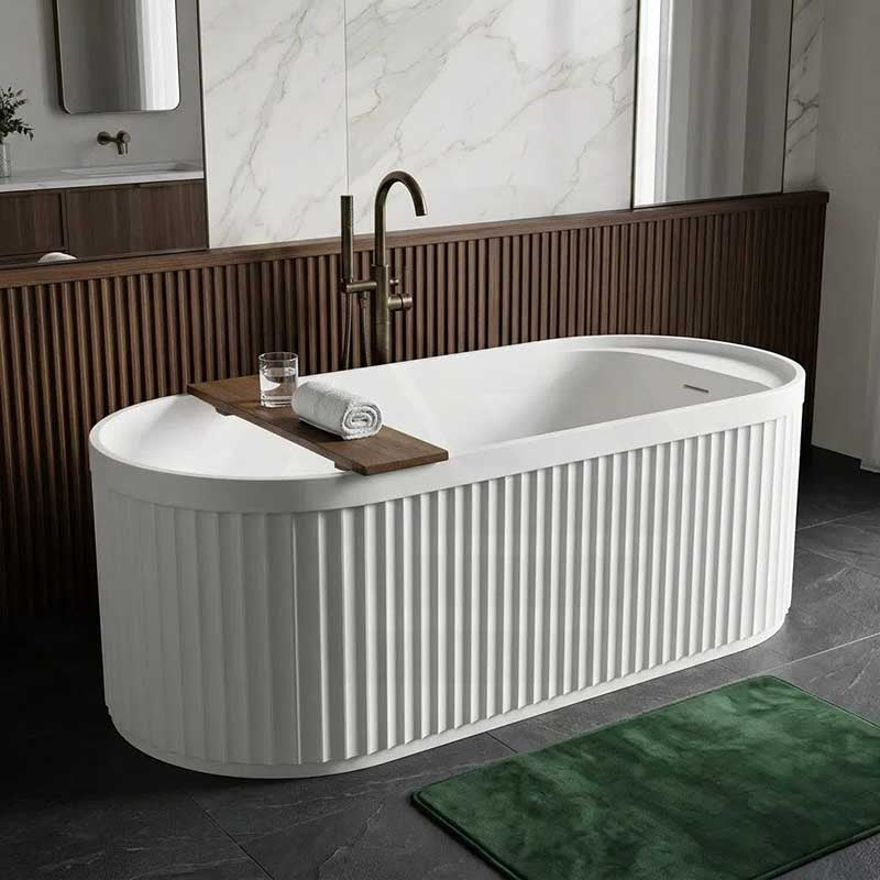 Fienza Minka Solid Surface Freestanding Bathtub Oval With Overflow 1700mm - Variant Colour