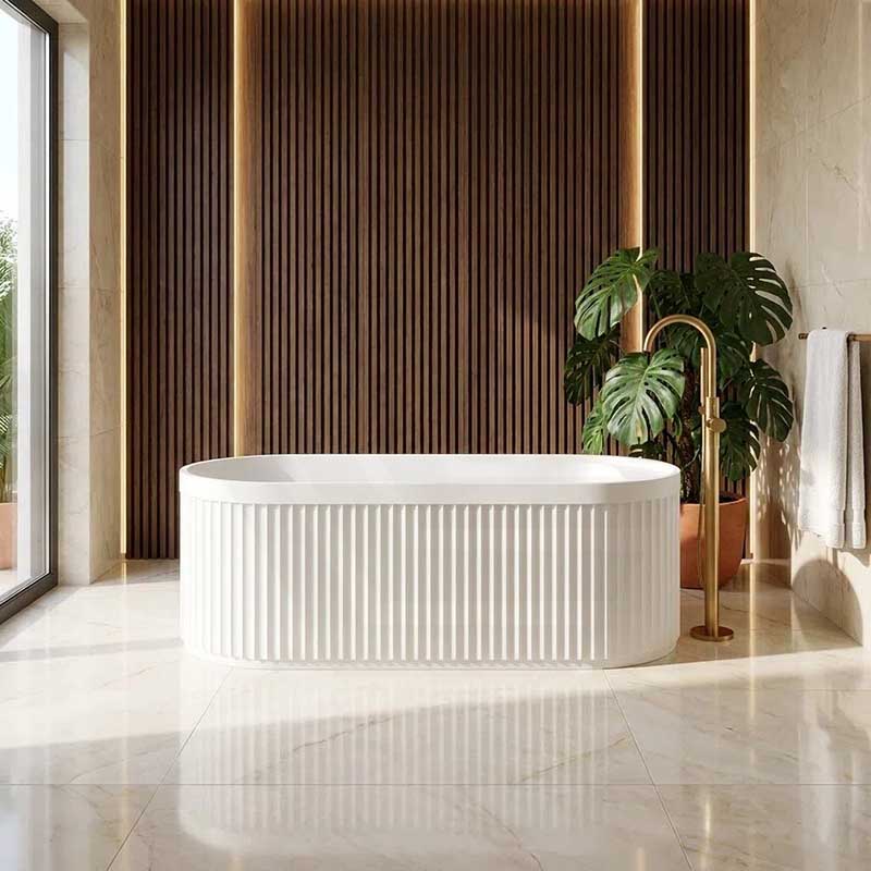 Fienza Minka Solid Surface Freestanding Bathtub Oval With Overflow 1700mm - Variant Colour