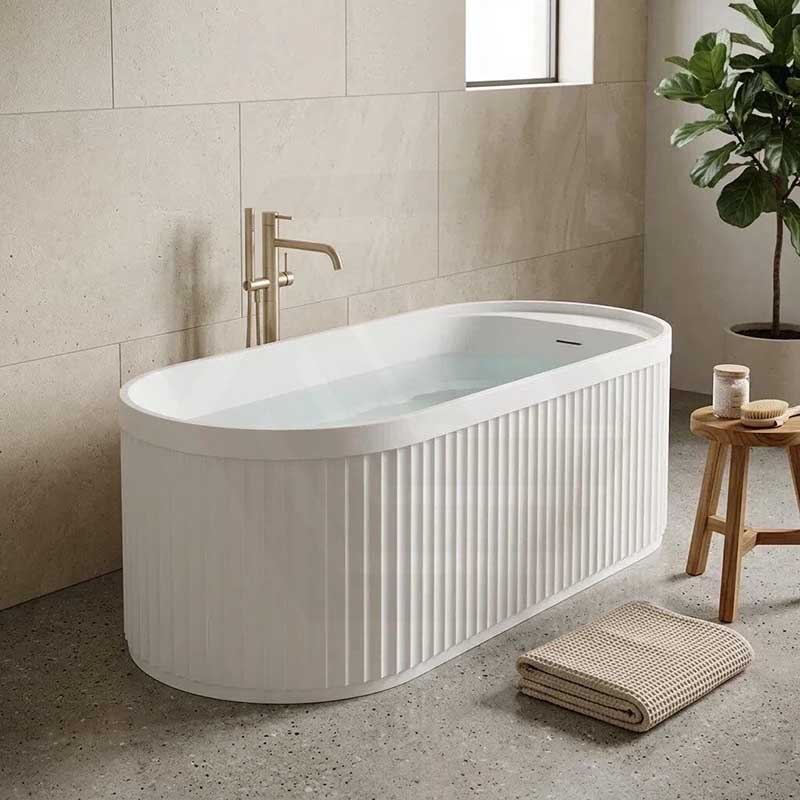 Fienza Minka Solid Surface Freestanding Bathtub Oval With Overflow 1700mm - Variant Colour