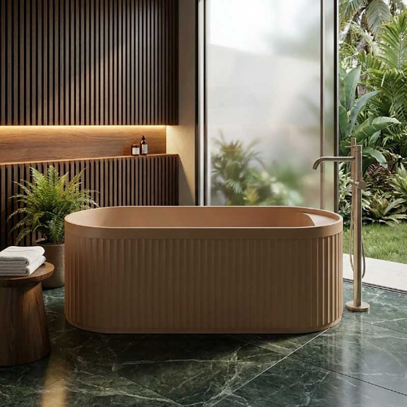 Fienza Minka Solid Surface Freestanding Bathtub Oval With Overflow 1700mm - Variant Colour