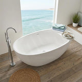 Fienza Sasso Oval Freestanding Bathtub Stone Integrated Overflow 1550/1650mm - Matt White