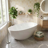 Fienza Sasso Oval Freestanding Bathtub Stone Integrated Overflow 1550/1650mm - Matt White