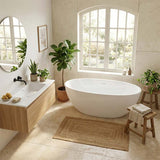 Fienza Sasso Oval Freestanding Bathtub Stone Integrated Overflow 1550/1650mm - Matt White
