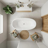 Fienza Sasso Oval Freestanding Bathtub Stone Integrated Overflow 1550/1650mm - Matt White