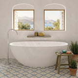 Fienza Sasso Oval Freestanding Bathtub Stone Integrated Overflow 1550/1650mm - Matt White