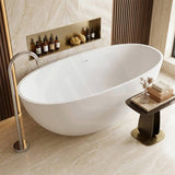 Fienza Sasso Oval Freestanding Bathtub Stone Integrated Overflow 1550/1650mm - Matt White