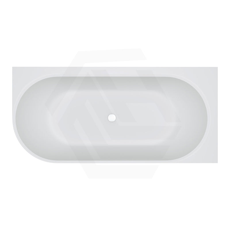 Fienza Matta Solid Surface Left/Right Corner Bathtub with Overflow 1750mm - Matt White