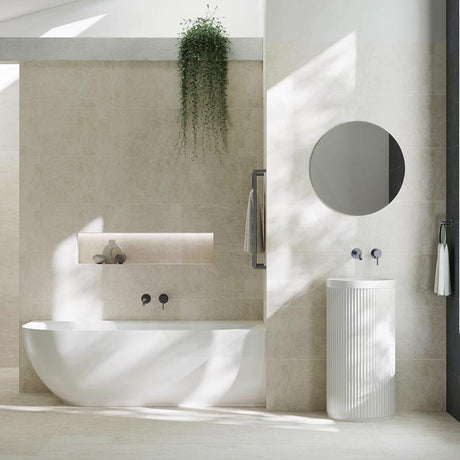 Fienza Matta Solid Surface Left/Right Corner Bathtub with Overflow 1750mm - Matt White