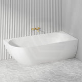 Fienza Matta Solid Surface Left/Right Corner Bathtub with Overflow 1750mm - Matt White