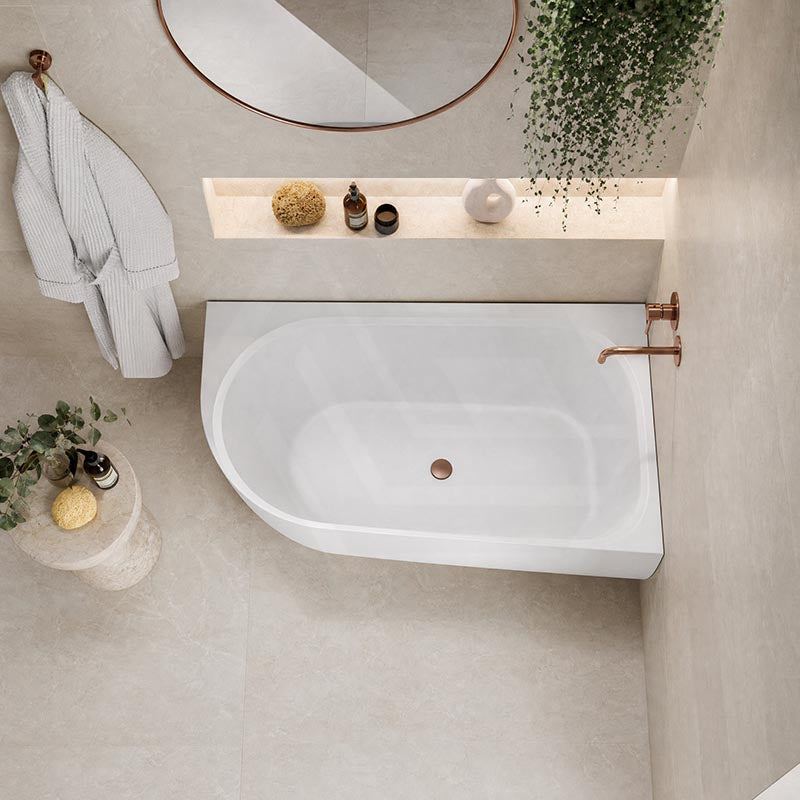 Fienza Matta Solid Surface Left/Right Corner Bathtub with Overflow 1750mm - Matt White