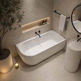 Fienza Matta Solid Surface Left/Right Corner Bathtub with Overflow 1750mm - Matt White