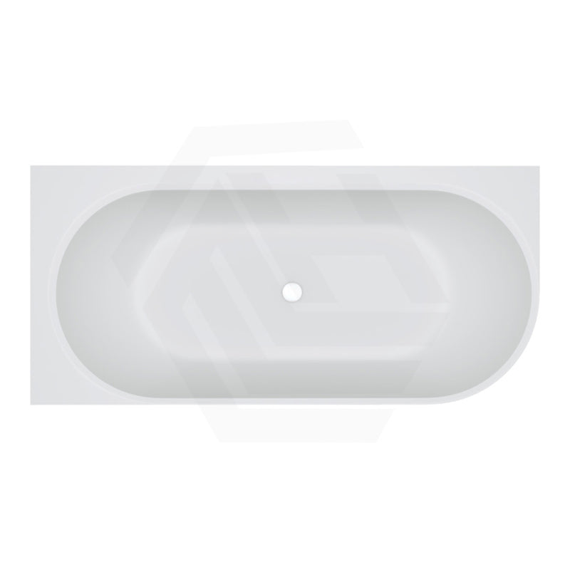 Fienza Matta Solid Surface Left/Right Corner Bathtub with Overflow 1750mm - Matt White