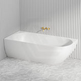 Fienza Matta Solid Surface Left/Right Corner Bathtub with Overflow 1750mm - Matt White