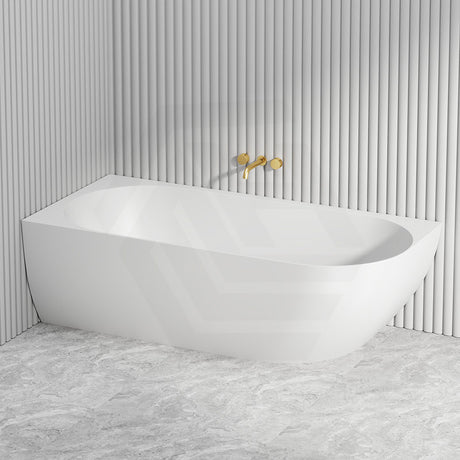 Fienza Matta 1750mm Solid Surface Left/Right Corner Bathtub with Overflow Matt White
