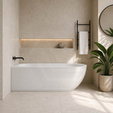 Fienza Matta Solid Surface Left/Right Corner Bathtub with Overflow 1750mm - Matt White