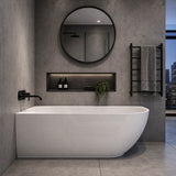 Fienza Matta Solid Surface Left/Right Corner Bathtub with Overflow 1750mm - Matt White