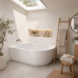 Fienza Matta Solid Surface Left/Right Corner Bathtub with Overflow 1750mm - Matt White