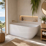 Fienza Matta Solid Surface Left/Right Corner Bathtub with Overflow 1750mm - Matt White