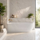 Fienza Matta Solid Surface Left/Right Corner Bathtub with Overflow 1750mm - Matt White