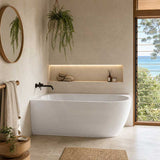 Fienza Matta Solid Surface Left/Right Corner Bathtub with Overflow 1750mm - Matt White