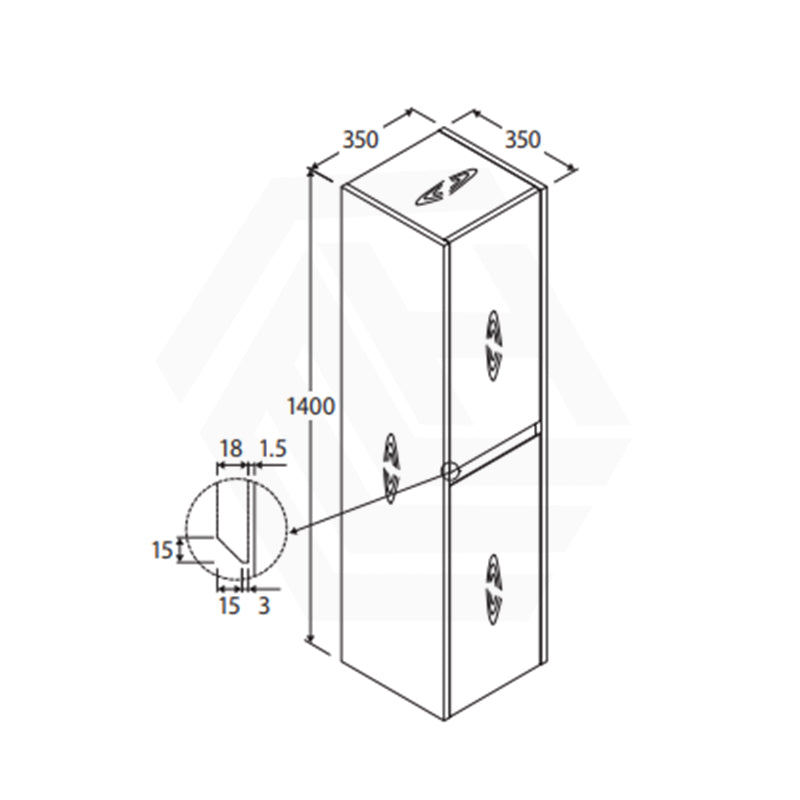 Fienza 350x350x1400mm Edge Wall-Hung Tall Boy Cabinet Variant Colour Available