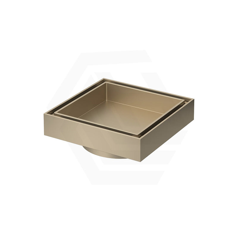 Fienza 100mm Square Tile 2-in-1 Floor Waste 88mm Outlet Antique Brass
