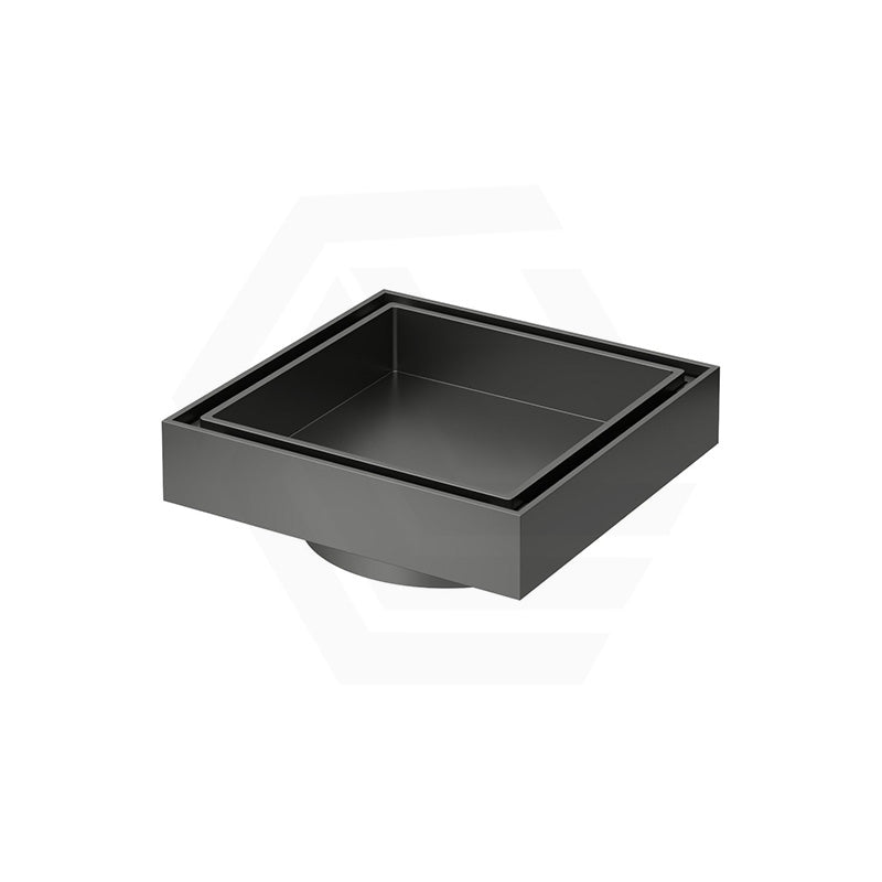 M#1(Gunmetal Grey) Fienza 100mm Square Tile 2-in-1 Floor Waste 88mm Outlet Gun Metal