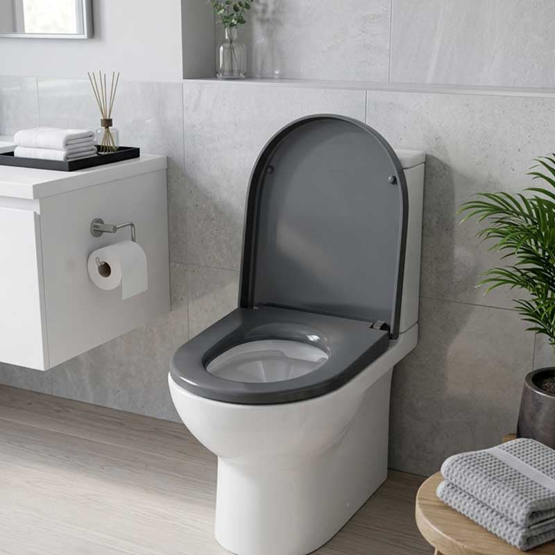 Fienza Empire UF Soft Close Toilet Seat 425x363x49mm - Gloss White/Gloss Grey