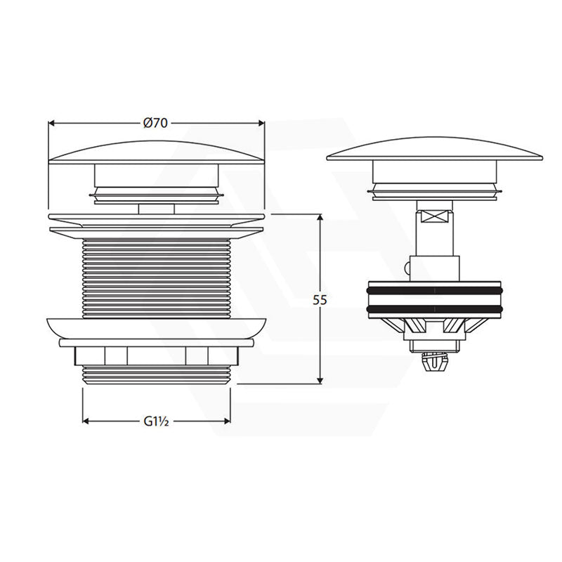 Fienza 40mm Universal Pull-Out/Pop-Up Solid Surface Cap Bath Waste NO Overflow In Various Colour