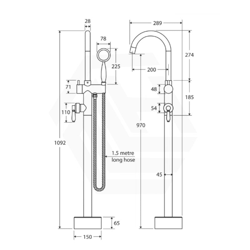 Fienza Eleanor Floor Mixer & Shower Various In Colour Ceramic Handle Optional
