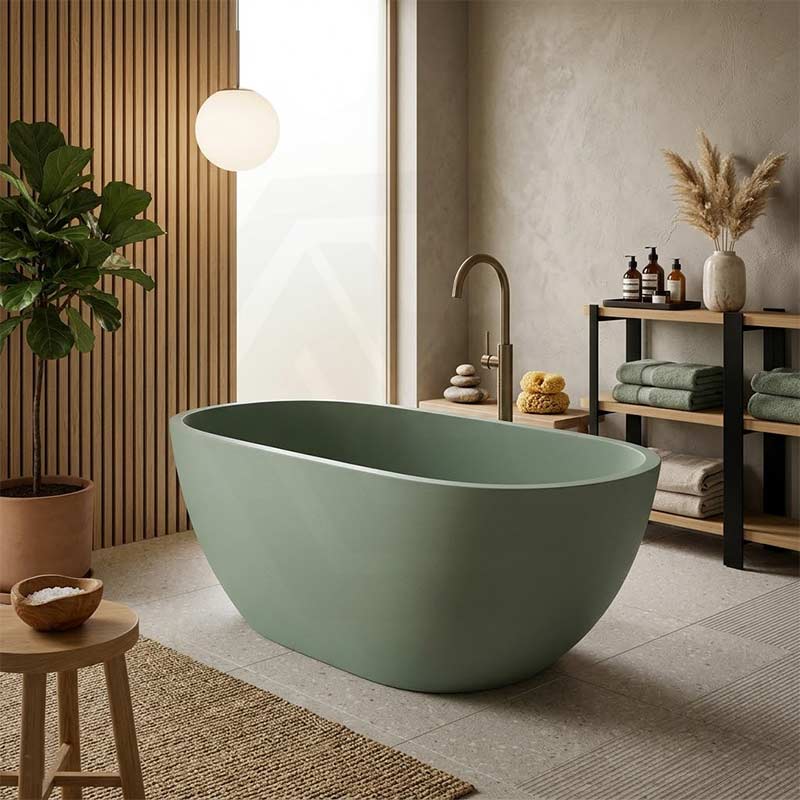 Fienza Jada Luxury Concrete Freestanding Bathtub Oval NO Overflow 1500mm - Variant Colour Available