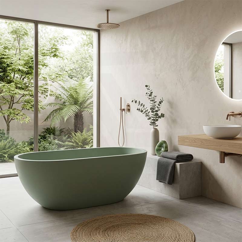 Fienza Jada Luxury Concrete Freestanding Bathtub Oval NO Overflow 1500mm - Variant Colour Available