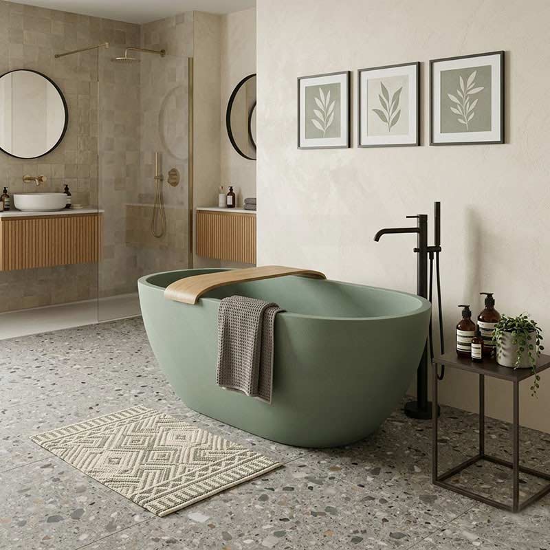 Fienza Jada Luxury Concrete Freestanding Bathtub Oval NO Overflow 1500mm - Variant Colour Available