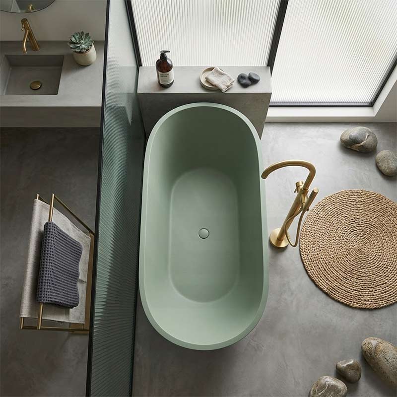 Fienza Jada Luxury Concrete Freestanding Bathtub Oval NO Overflow 1500mm - Variant Colour Available