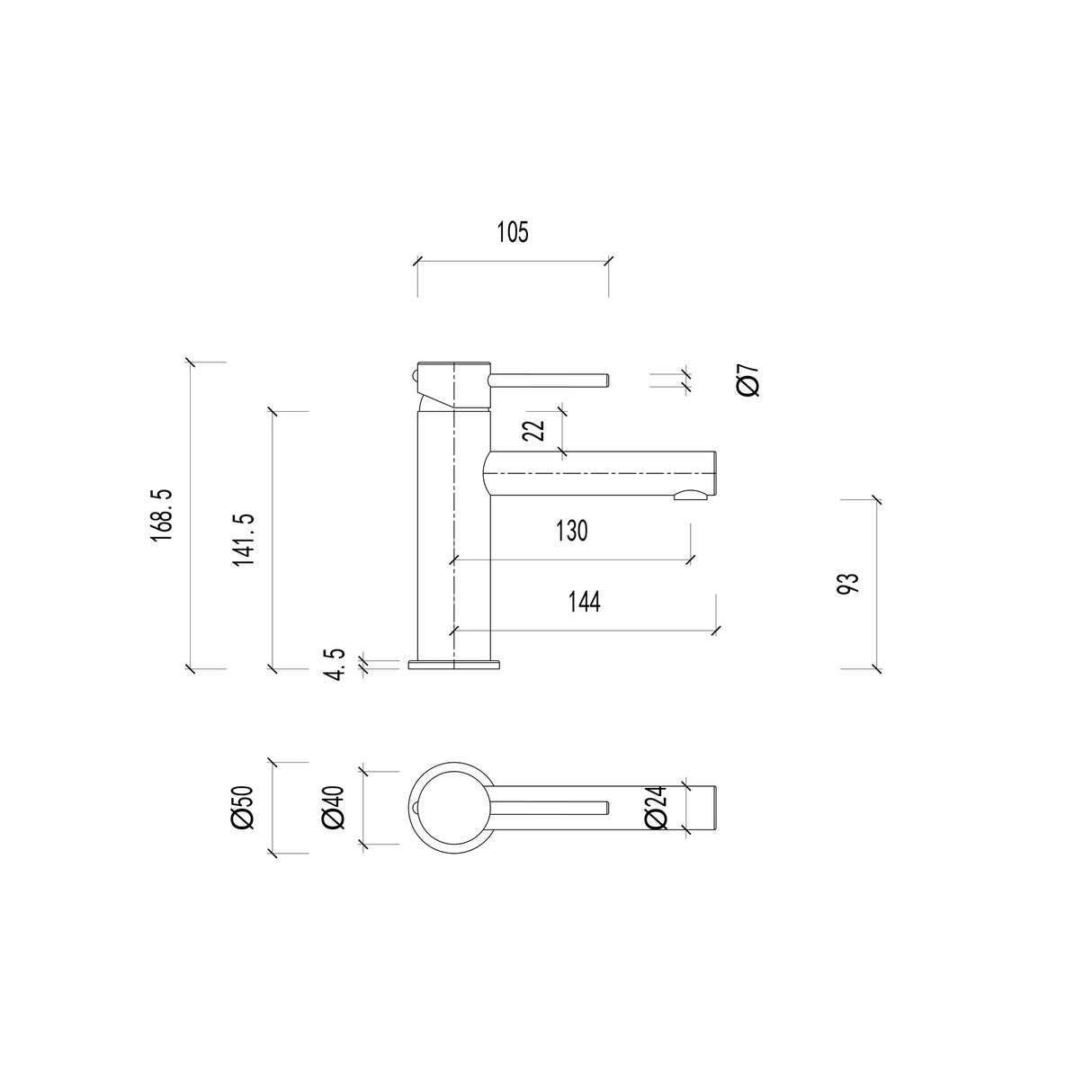 Feron Short Basin Mixer Straight Spout Variant Colour Available