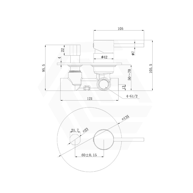 Feron Round Stainless Steel Wall Mixer with Diverter Variant Colour Available