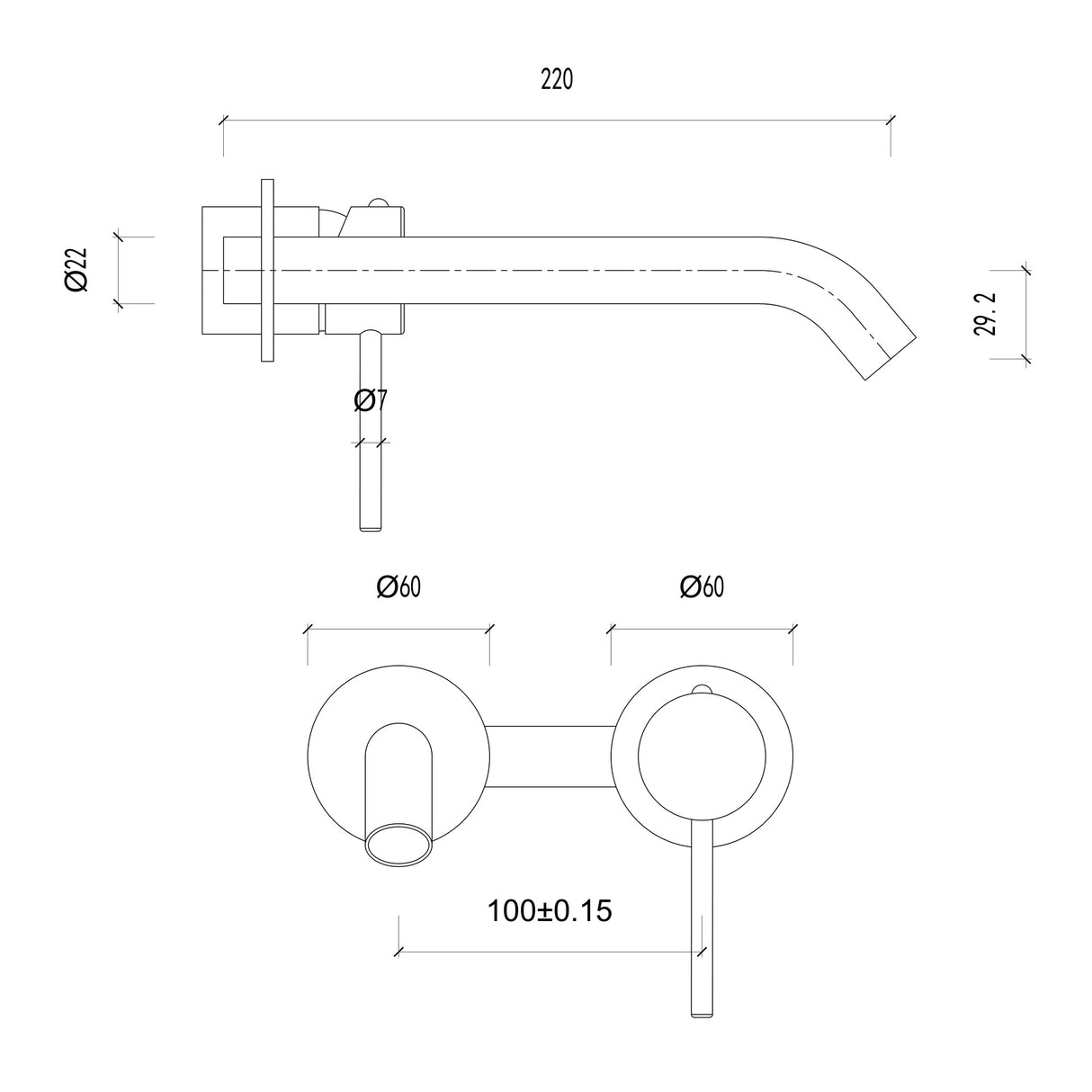 Feron 180mm/220mm Wall Basin Mixer with Spout Variant Colour Available
