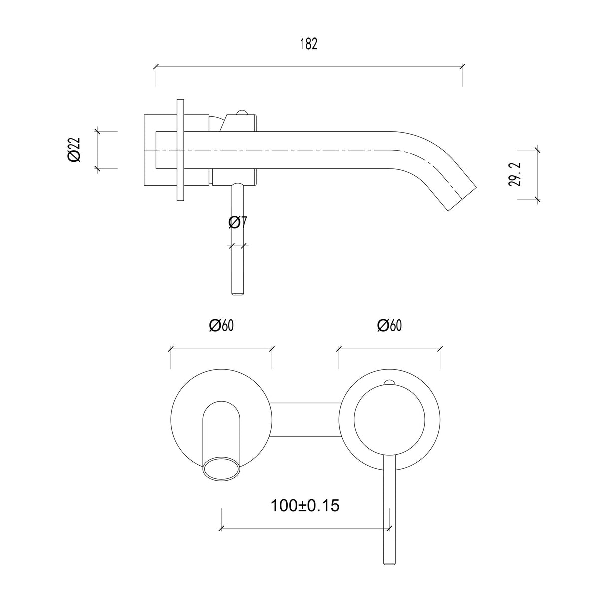 Feron 180mm/220mm Wall Basin Mixer with Spout Variant Colour Available