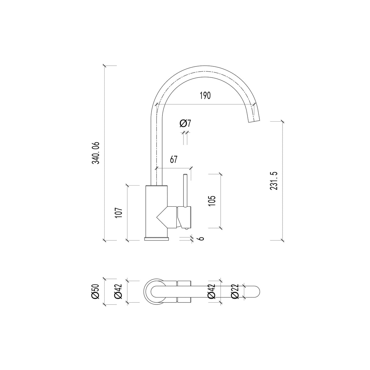 Feron Gooseneck Stainless Steel Sink Mixer Variant Colour Available
